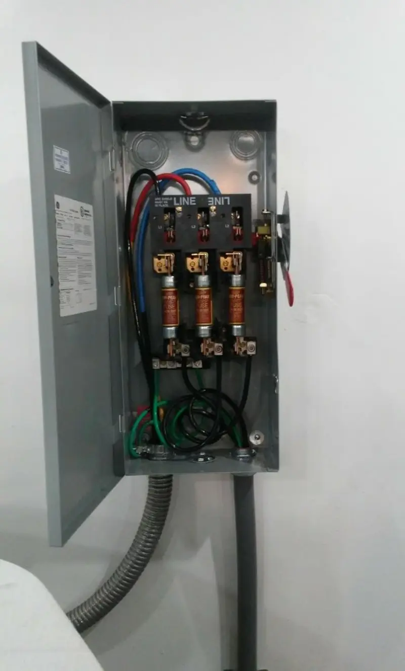 Three-phase disconnect switch installed for Electrical Wiring & Rewiring in Iowa Colony